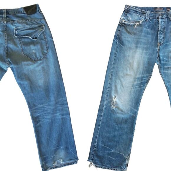 Ed Hardy Men's Distressed Straight Leg Jeans Size 36 x 32 - Picture 1 of 12